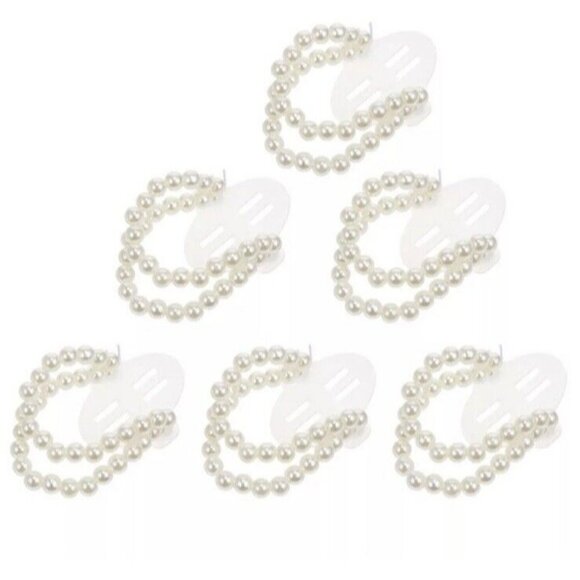 6pc Wrist Corsage Bridal Prom Elegant Beaded Faux Pearl Bracelets Wedding Formal - Picture 8 of 11